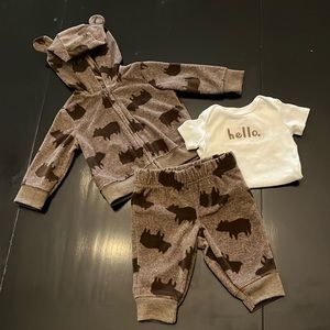 3M fleece brown bear track suit